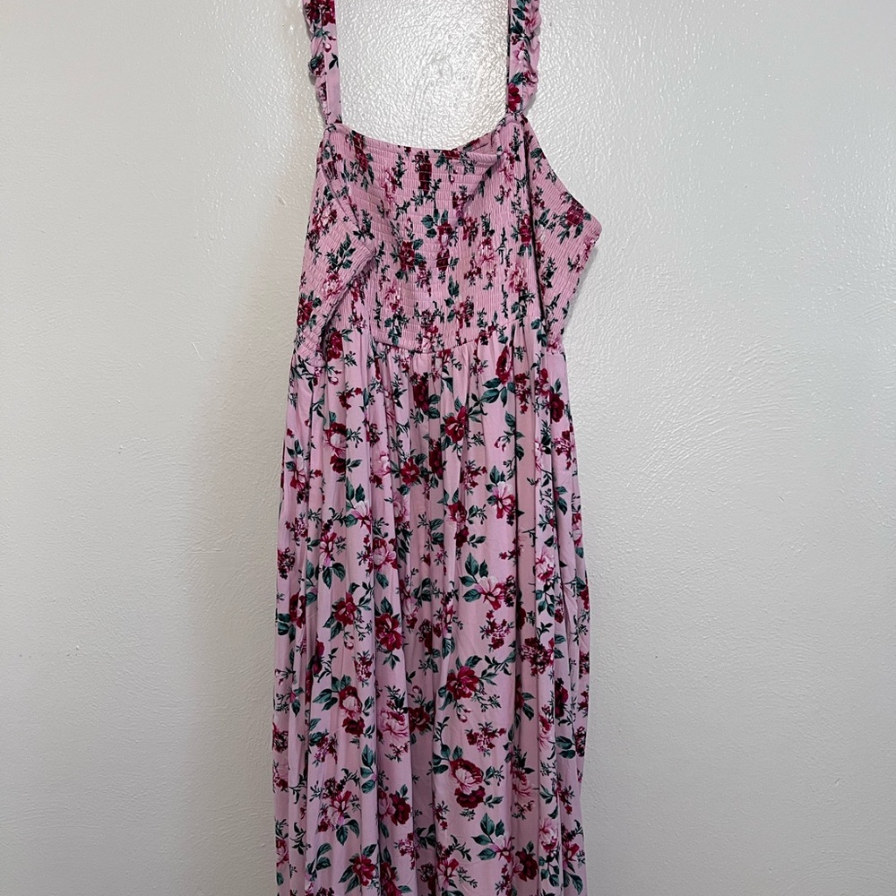 Torrid Pink Floral Smocked Midi Dress